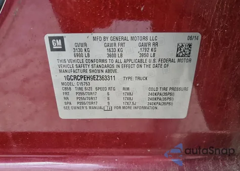 2014 Chevrolet Silverado C1500 z USA, uszkodzony, nr VIN 1GCRCPEH9EZ363311